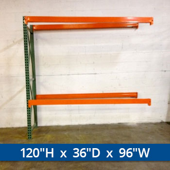 96 Rack Add-On Bay - 36 inches deep - 120 inches tall - 96 inch beams - 2 levels